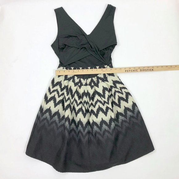 EUC Charming Chalie Black & Taupe Criss Cross Open Back Fit & Flare - Picture 6 of 6